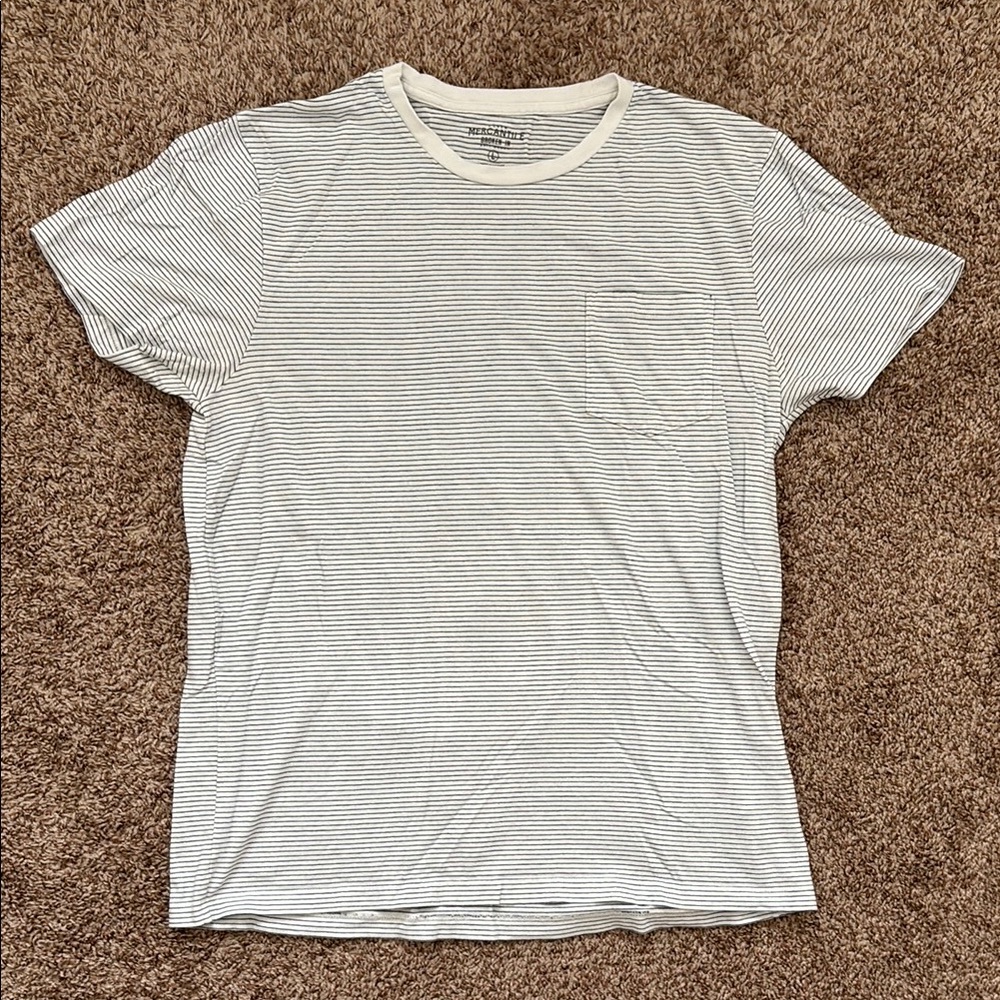 Men's J. Crew Striped White and Grey T-Shirt